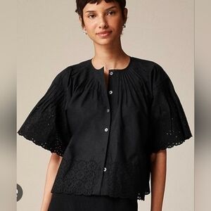 J. Crew Jolie top in eyelet cotton poplin Sz SMALL